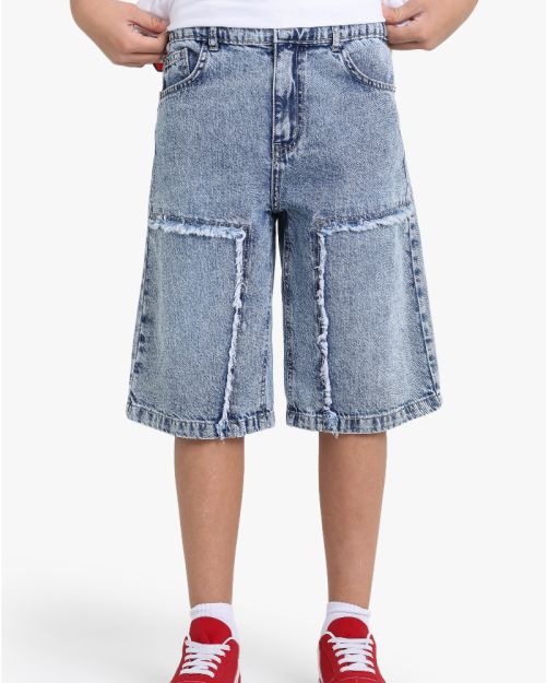 Boys Wide Denim Bermuda Shorts