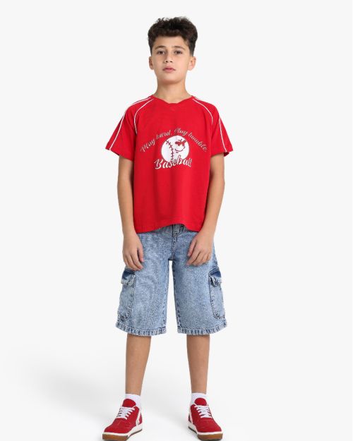 Boys Cargo Denim Bermuda Shorts