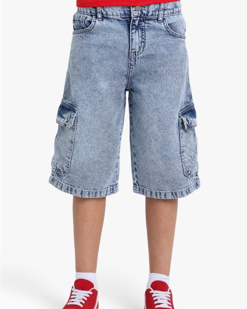 Boys Cargo Denim Bermuda Shorts