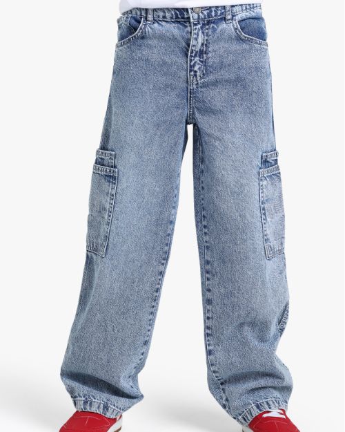 Boys Cargo Wide Leg Jeans