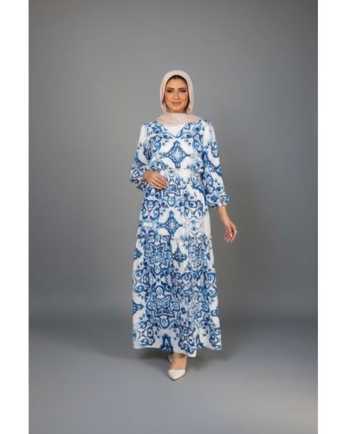 Printed Puff-Sleeve Dress
