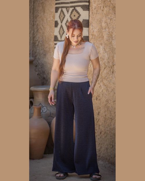 Wide-Leg Textured Pants