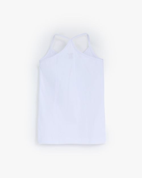 Girls white lycra cross-strap sleeveless undershirt 12 yrs Front | Locafy