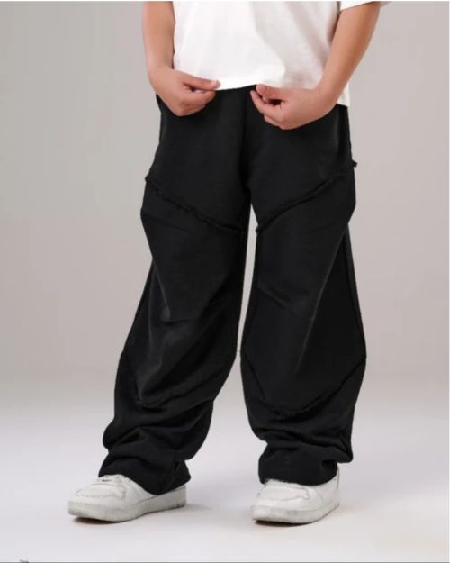 Kids' Wide-Leg Urban Pants with Raw-Edge Detail