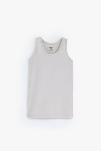 Boys soft cotton sleeveless undershirt in light grey, kids underwear essential 6 yrs Front | Locafy