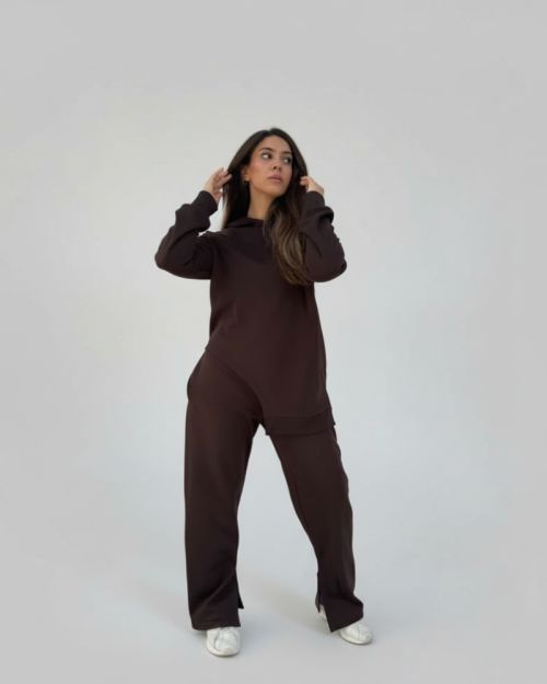 One side Hoodie/Pants Milton Fabric Set