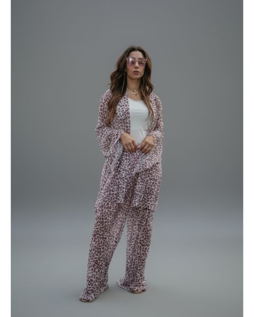 بنطال واسع الساق (Wide-Leg) مُخطط