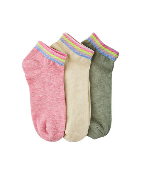 عبوة من 3 جوارب قصيرة سادة، متعددة الألوان