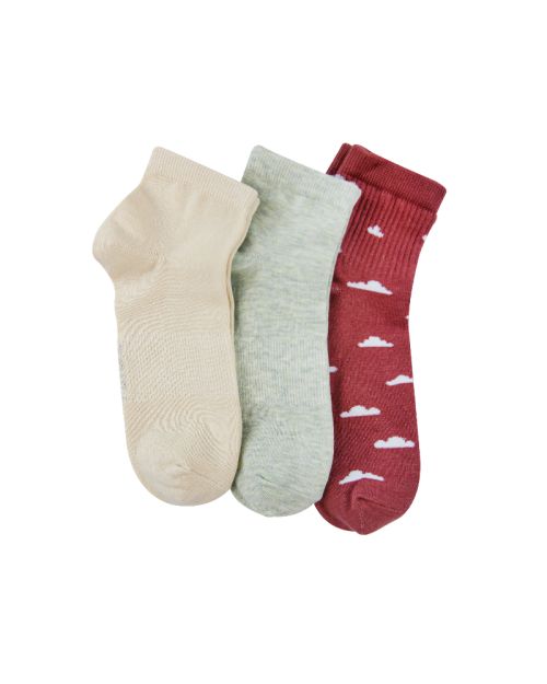 عبوة من 3 جوارب قصيرة سادة متعددة الألوان