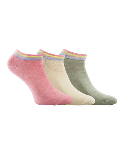 عبوة من 3 جوارب قصيرة سادة، متعددة الألوان