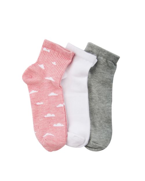 A Pack Of 3 Pieces Plain Short Socks , MultiColoure 