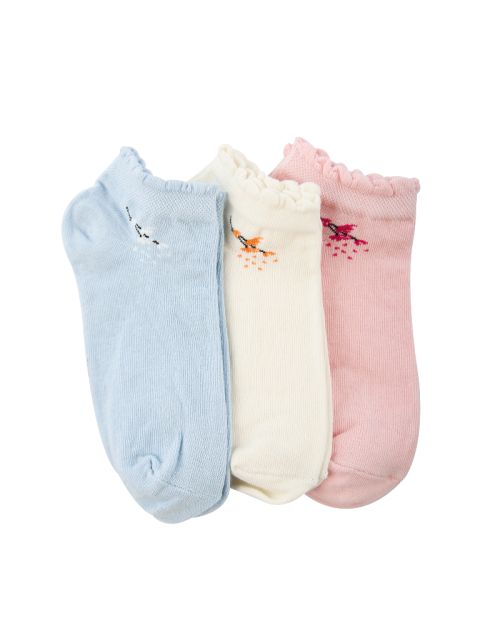 A Pack Of 3 Pieces Plain Ankle Socks , MultiColoure 