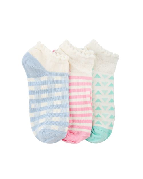 عبوة من 3 جوارب قصيرة سادة، متعددة الألوان