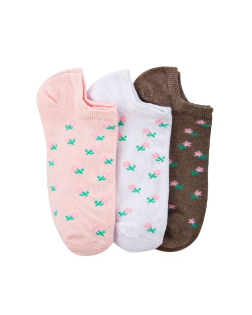A Pack Of 3 Pieces Plain LowCut Socks , MultiColoure 