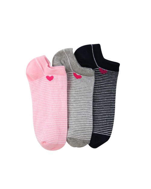 A Pack Of 3 Pieces Plain LowCut Socks , MultiColoure 