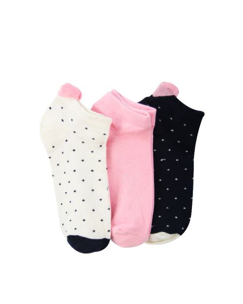 A Pack Of 3 Pieces Plain LowCut Socks , MultiColoure 