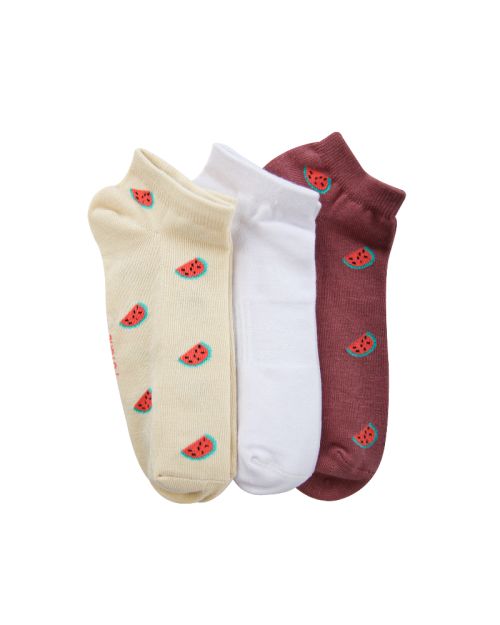 A Pack Of 3 Pieces Plain Ankle Socks , MultiColoure 