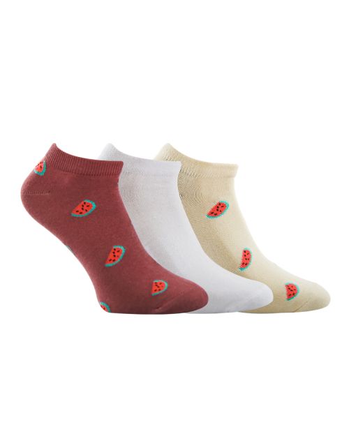 A Pack Of 3 Pieces Plain Ankle Socks , MultiColoure 