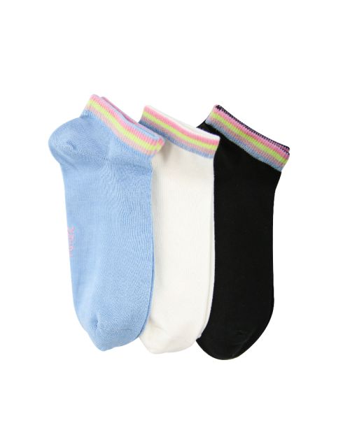 عبوة من 3 جوارب قصيرة سادة، متعددة الألوان