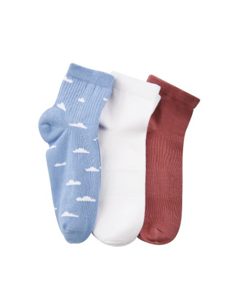 عبوة من 3 جوارب قصيرة سادة متعددة الألوان