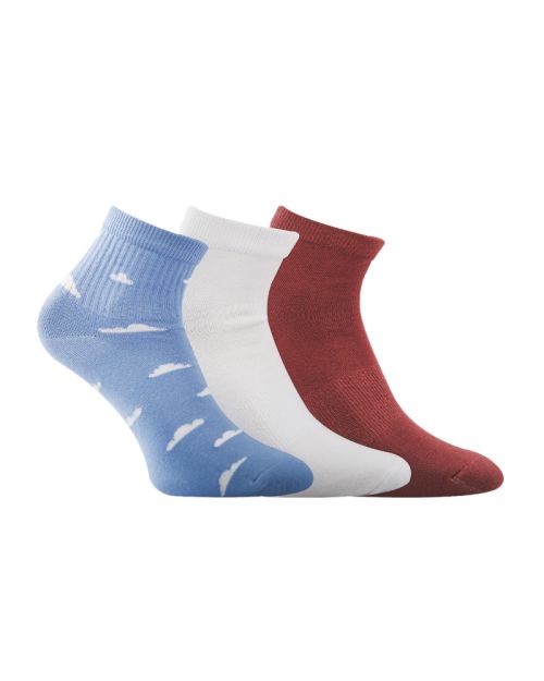 عبوة من 3 جوارب قصيرة سادة متعددة الألوان