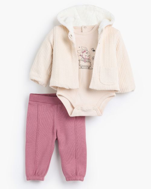 Funny Bunny Hooded Printed Set