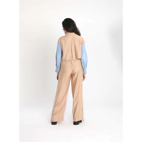 Women’s Two-Piece Fusion Fashion Suit with Denim Accents