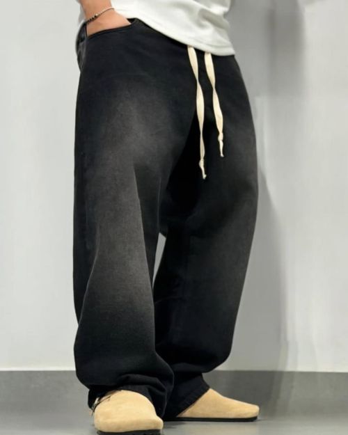 Black Oversized Drawstring Pants