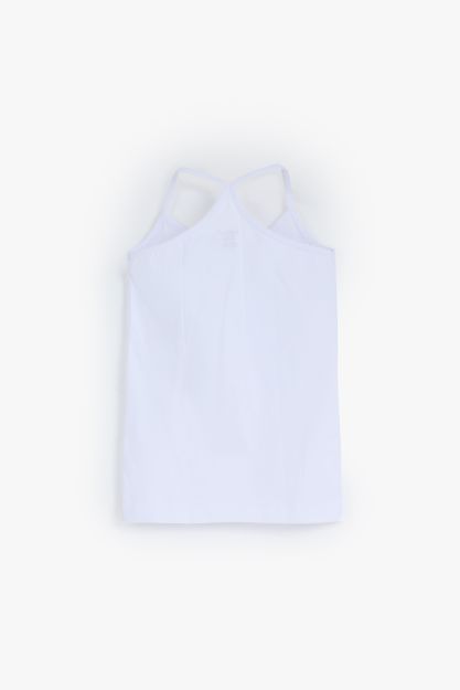 Girls white lycra cross-strap sleeveless undershirt 12 yrs Front | Locafy
