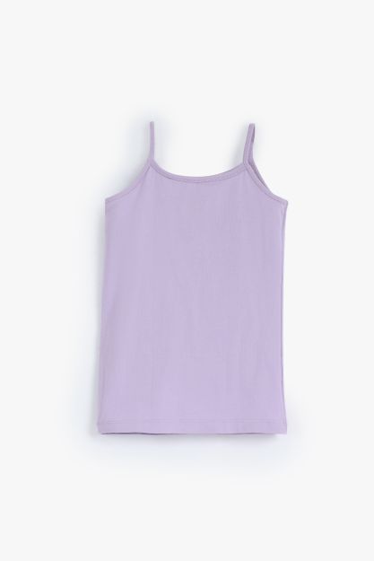 Girls soft lycra camisole vest with thin straps in lilac 6 yrs Front | Locafy