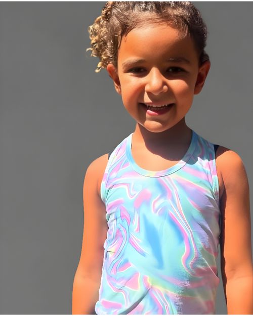 Girls' Holographic Marble Print Racerback Tank Top