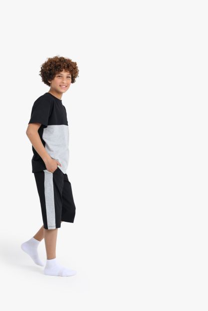 Boys Color Block T-Shirt and Shorts Set 1