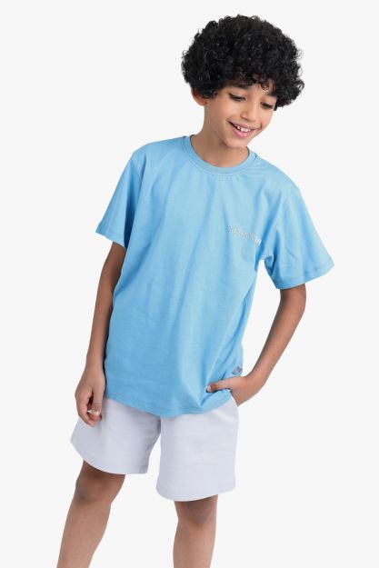 Boys Strong Graphic Print T-Shirt with White Shorts Set