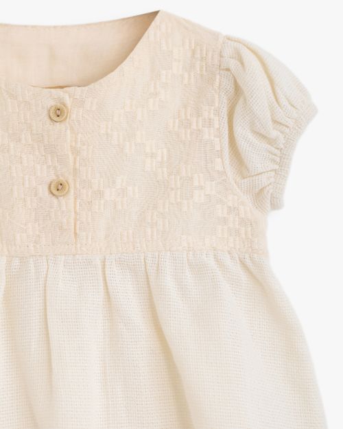 Baby Girl Textured Peplum Blouse with Button Detail 1