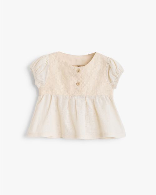 Baby Girl Textured Peplum Blouse with Button Detail 1
