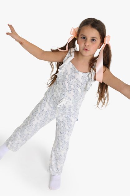Girls Floral Ruffle Jumpsuit with Bow Details 1