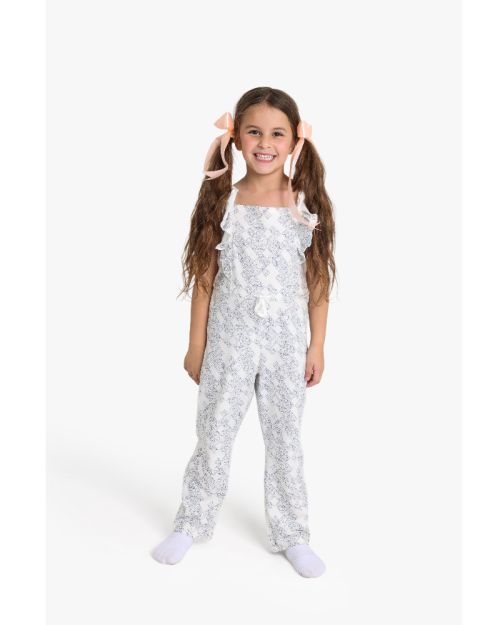 Girls Floral Ruffle Jumpsuit with Bow Details 1