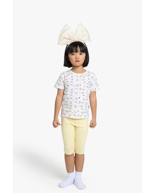 Girls Panda Print Round Neck Half Sleeve T-Shirt 1