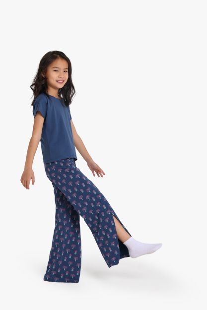 Girls Tropical Treasures Pajama Set - Navy Blue 1