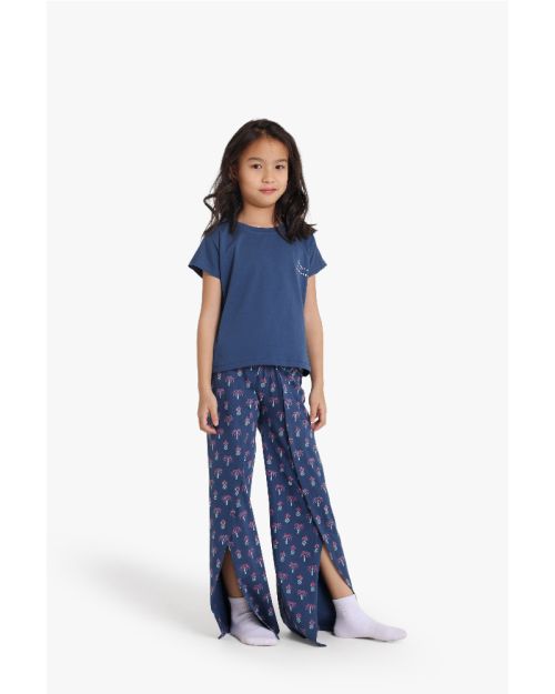 Girls Tropical Treasures Pajama Set - Navy Blue 1