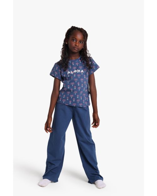 Girls Aloha Tropical Print Pajama Set 1