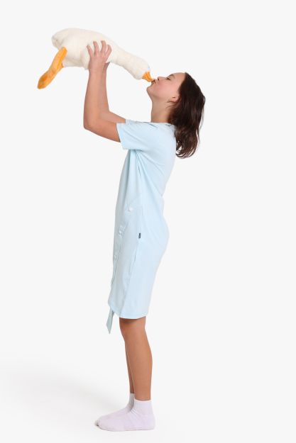 Girls Aloha Print Nightdress with Duck Plush Toy