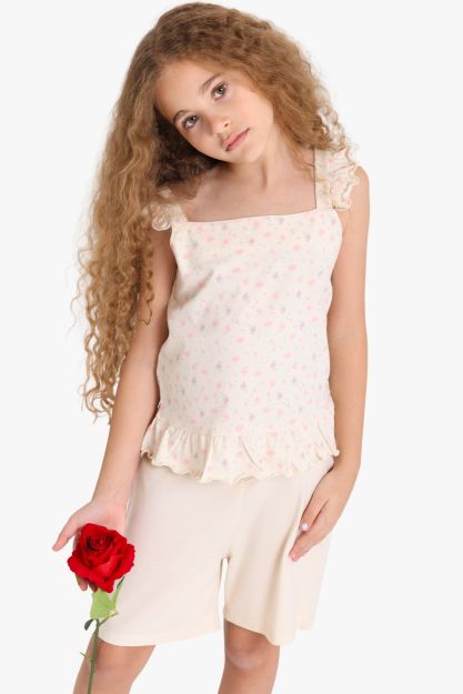 Girls Floral Peplum Top & Shorts Set 1