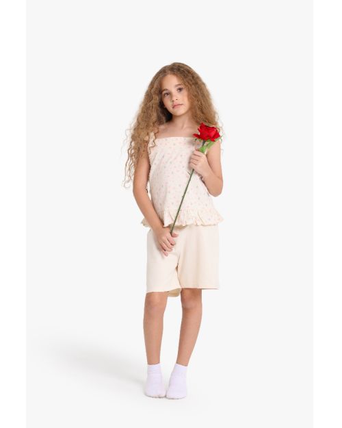 Girls Floral Peplum Top & Shorts Set 1