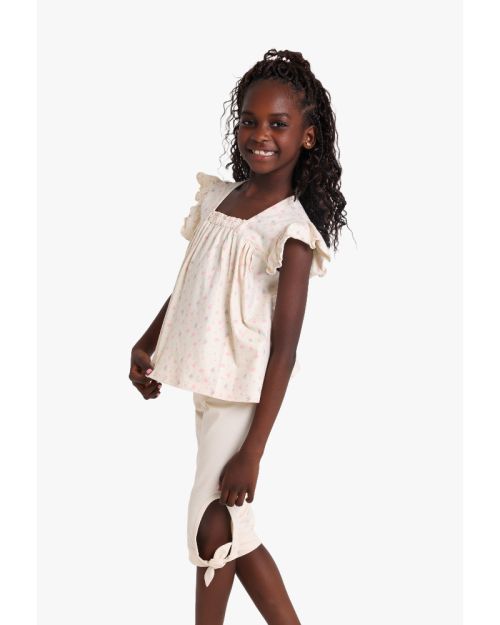 Girls Floral Ruffle Sleeve Blouse 1