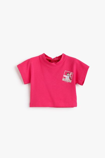 Girls Pink Fairy Print Cropped T-Shirt with Back Bow Detail 1