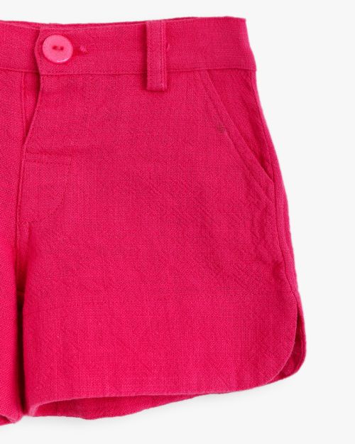 Girls Linen Shorts with Button Closure 1