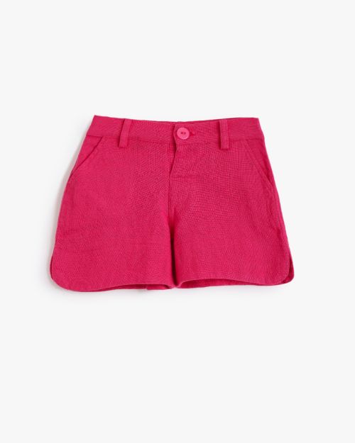 Girls Linen Shorts with Button Closure 1