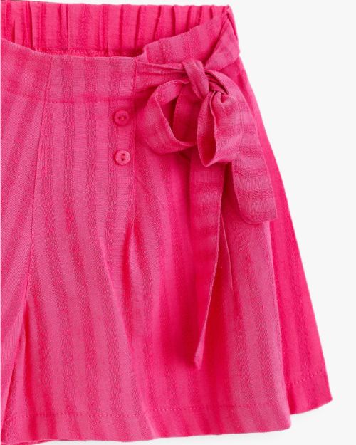 Girls Pink Striped Wrap Shorts with Tie Belt 1