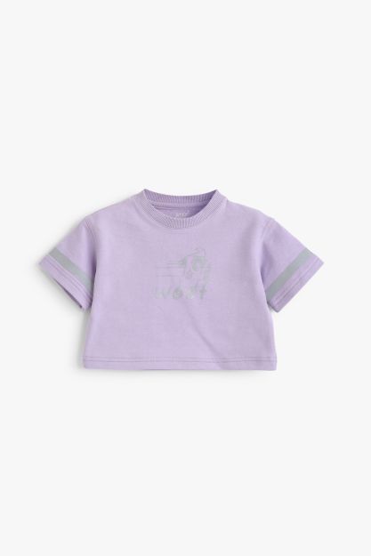 Baby Girls Lilac Purple Woof Dog Graphic Cropped T-Shirt